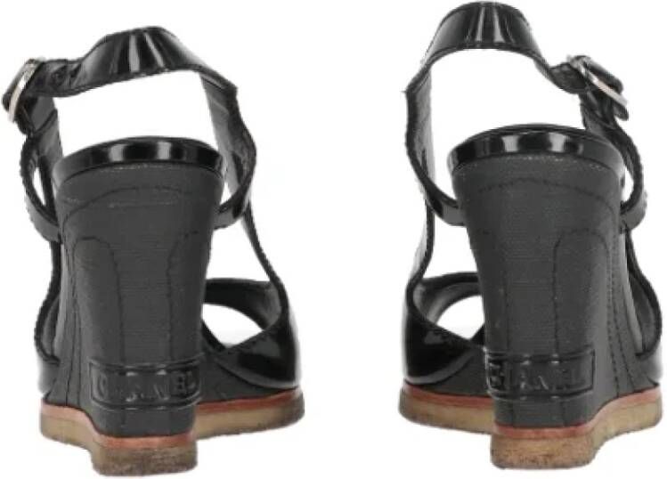 Chanel Vintage Pre-owned Leather sandals Black Dames