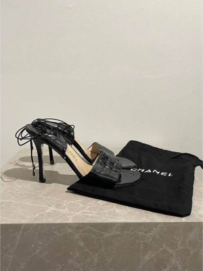 Chanel Vintage Pre-owned Leather sandals Black Dames