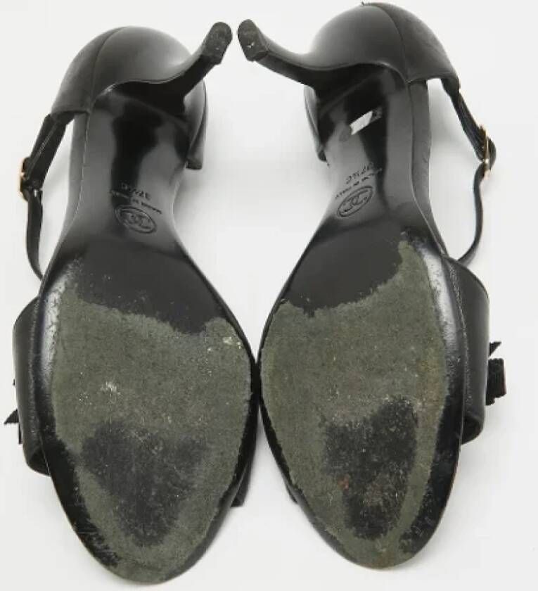 Chanel Vintage Pre-owned Leather sandals Black Dames