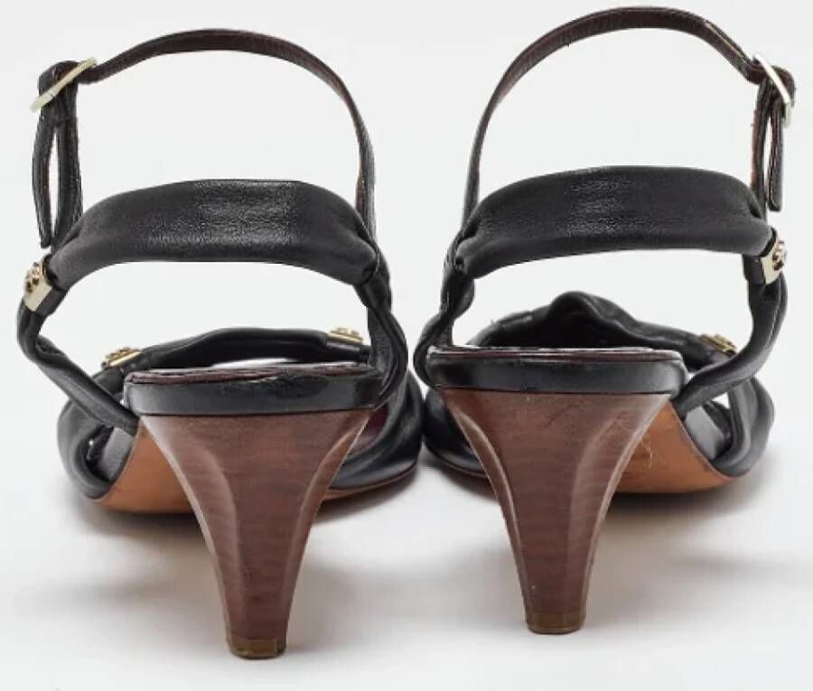 Chanel Vintage Pre-owned Leather sandals Black Dames