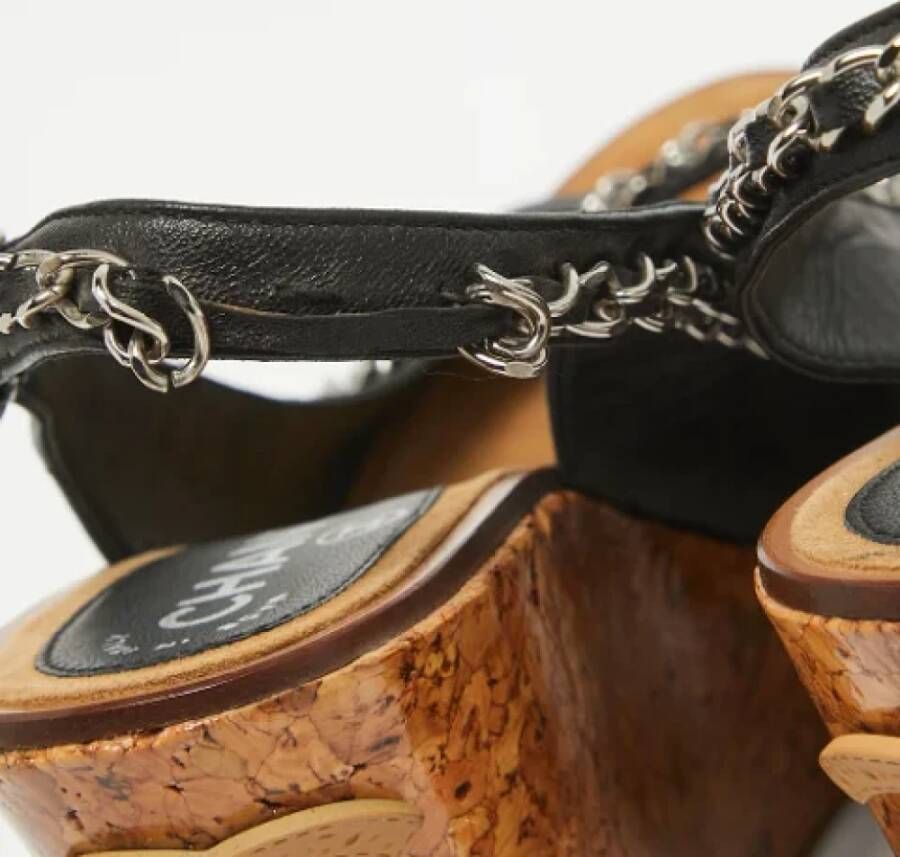 Chanel Vintage Pre-owned Leather sandals Black Dames