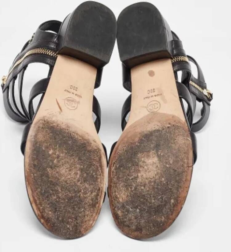 Chanel Vintage Pre-owned Leather sandals Black Dames