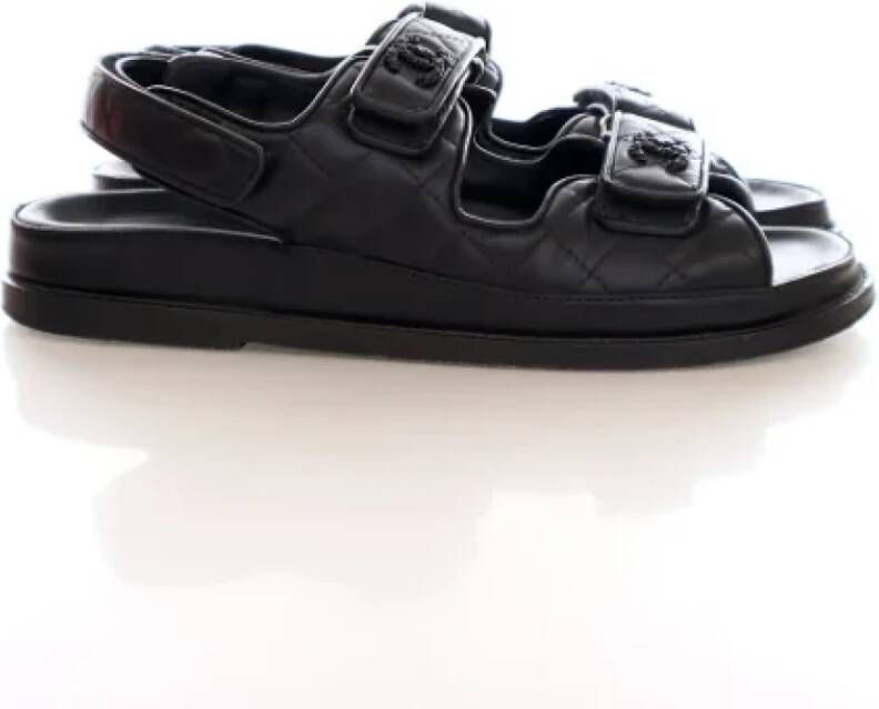 Chanel Vintage Pre-owned Leather sandals Black Dames