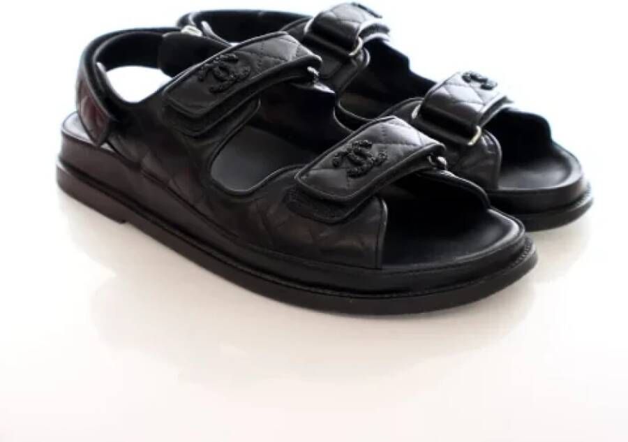 Chanel Vintage Pre-owned Leather sandals Black Dames