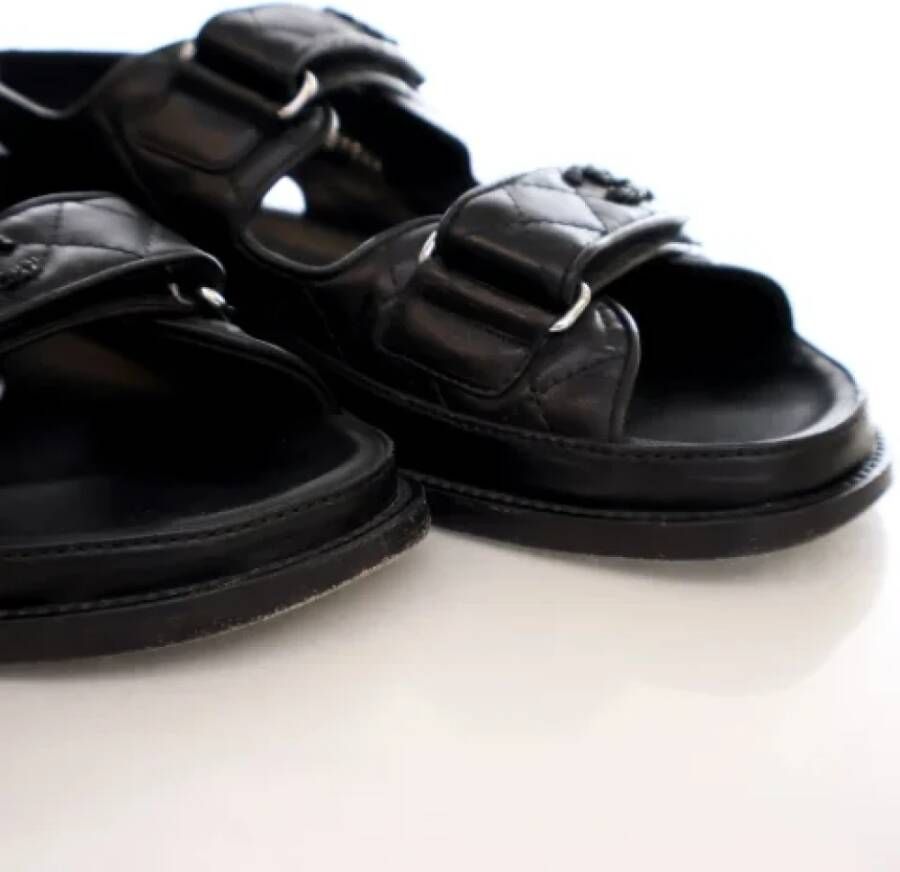 Chanel Vintage Pre-owned Leather sandals Black Dames