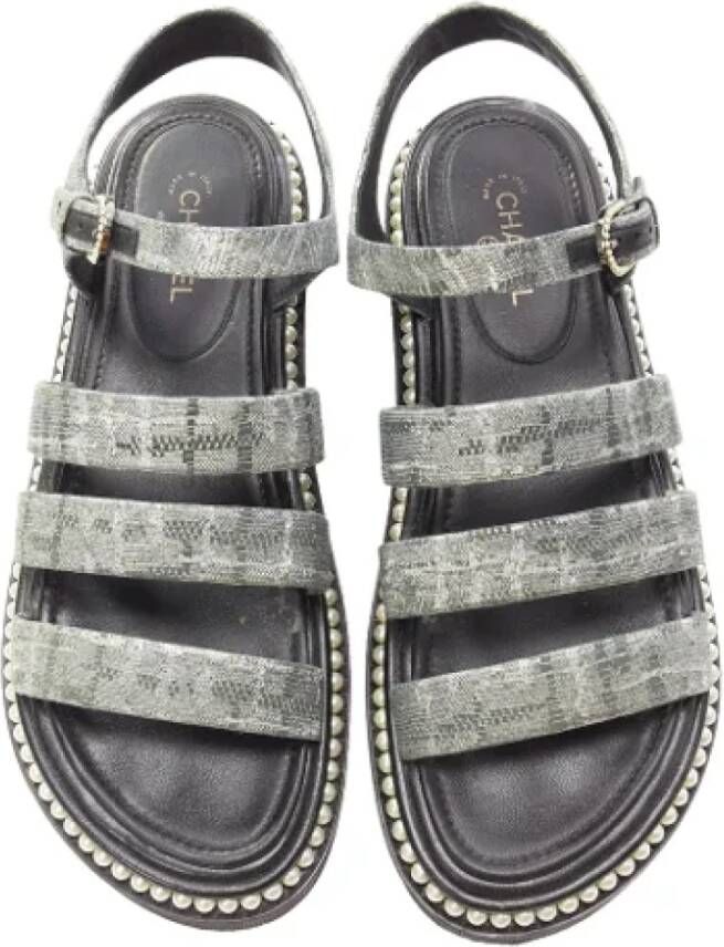 Chanel Vintage Pre-owned Leather sandals Black Dames