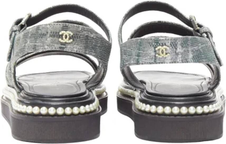 Chanel Vintage Pre-owned Leather sandals Black Dames