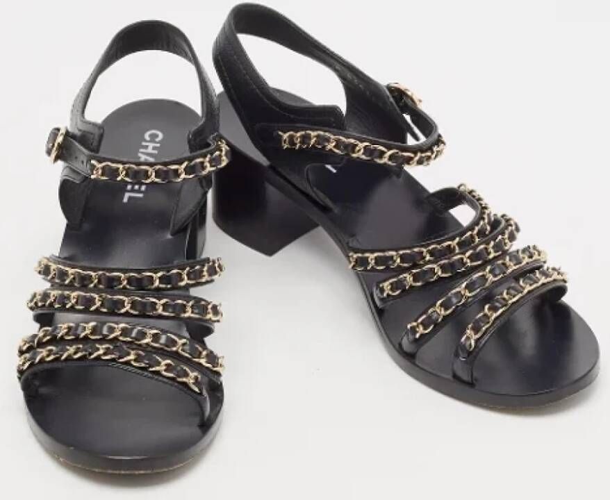 Chanel Vintage Pre-owned Leather sandals Black Dames