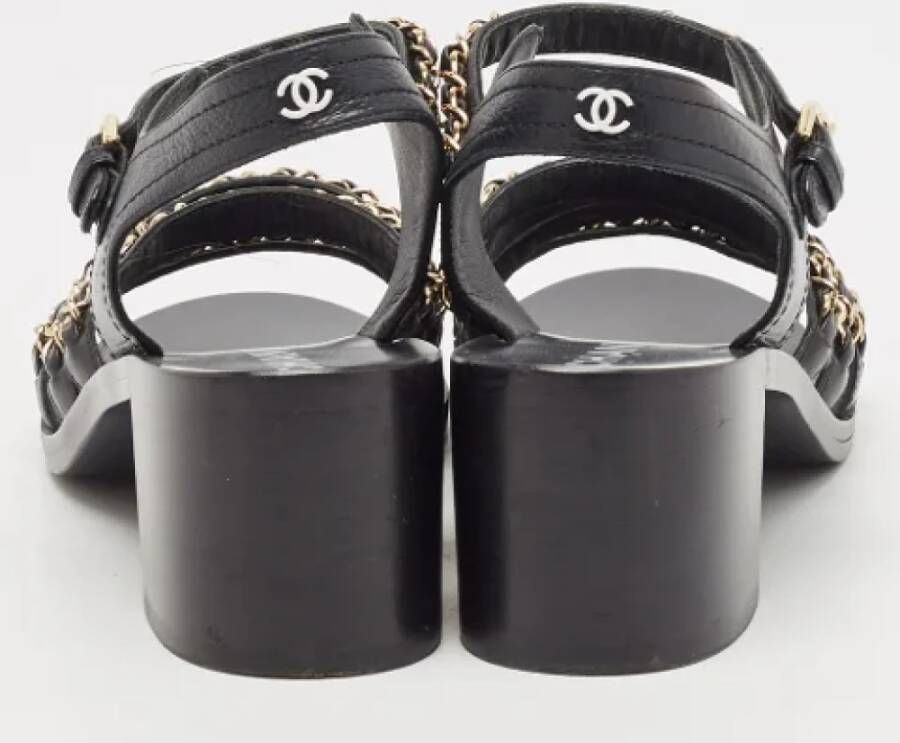Chanel Vintage Pre-owned Leather sandals Black Dames