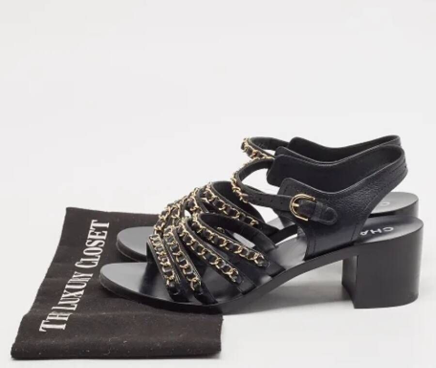 Chanel Vintage Pre-owned Leather sandals Black Dames
