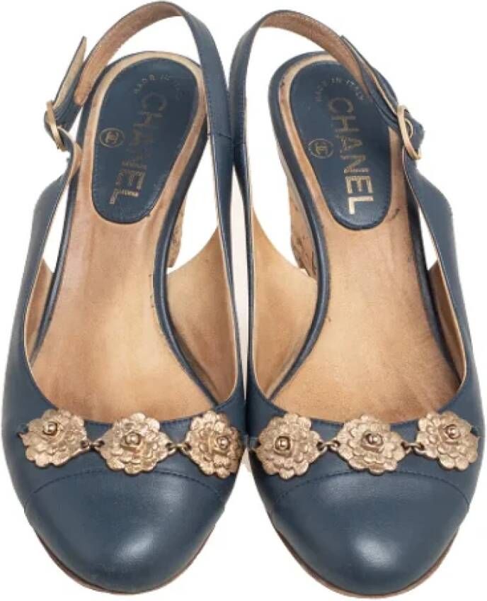 Chanel Vintage Pre-owned Leather sandals Blue Dames