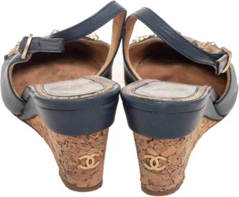 Chanel Vintage Pre-owned Leather sandals Blue Dames