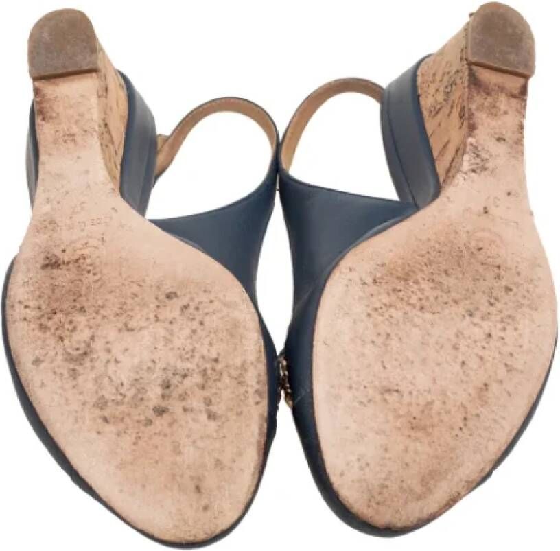 Chanel Vintage Pre-owned Leather sandals Blue Dames