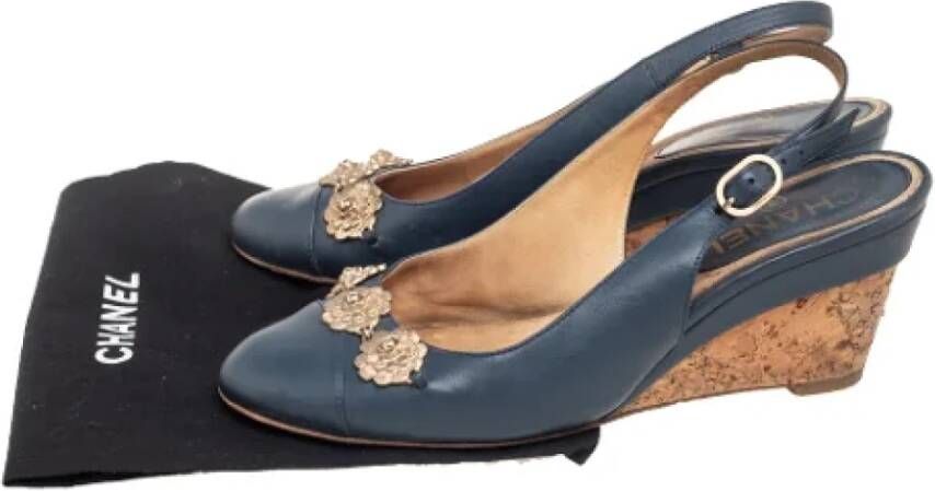 Chanel Vintage Pre-owned Leather sandals Blue Dames