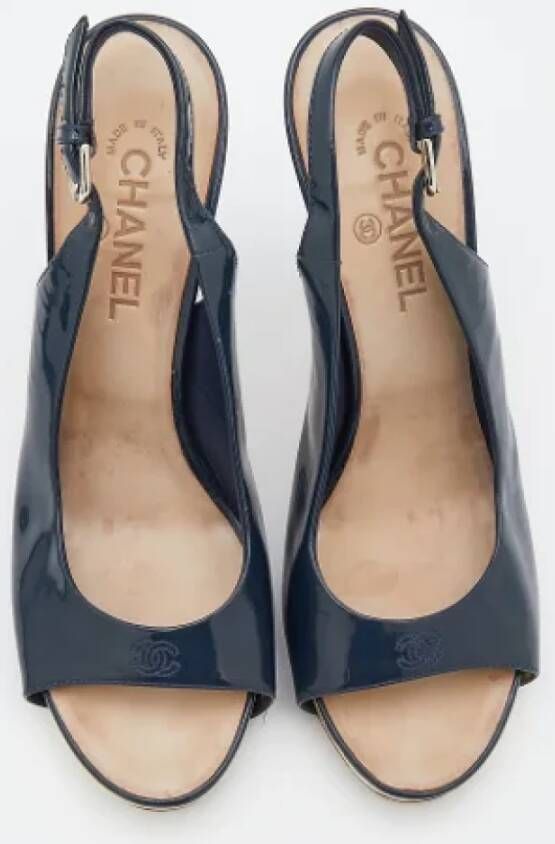 Chanel Vintage Pre-owned Leather sandals Blue Dames