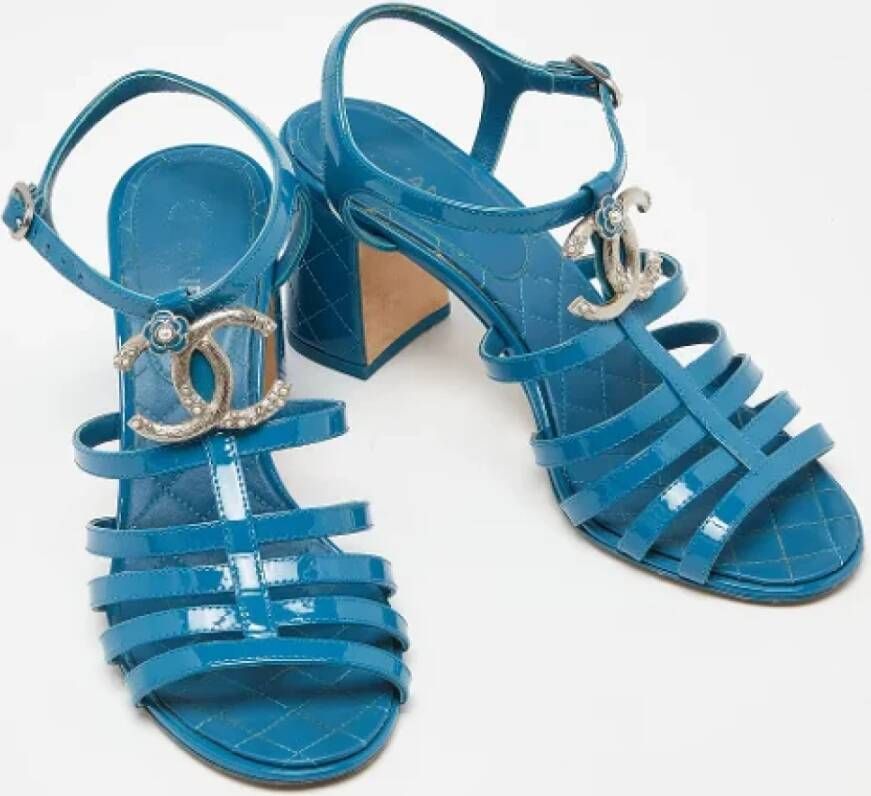Chanel Vintage Pre-owned Leather sandals Blue Dames