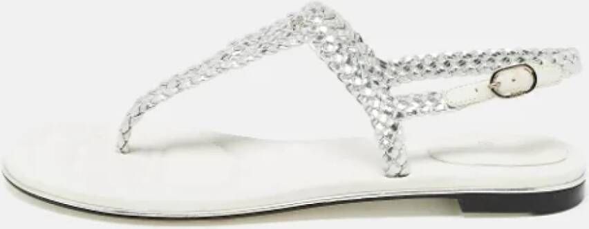 Chanel Vintage Pre-owned Leather sandals Gray Dames