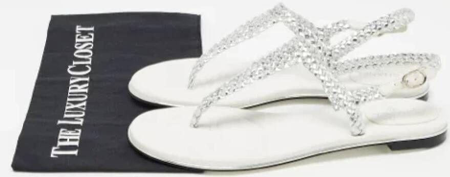 Chanel Vintage Pre-owned Leather sandals Gray Dames