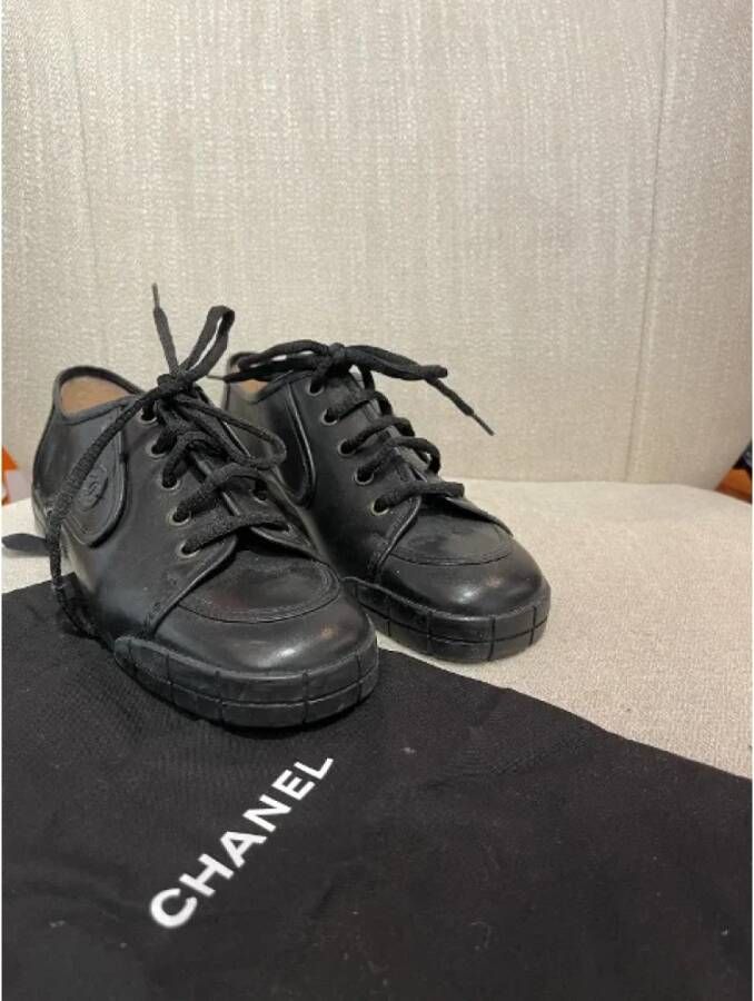 Chanel Vintage Pre owned Leather sneakers Black Dames Schoenen
