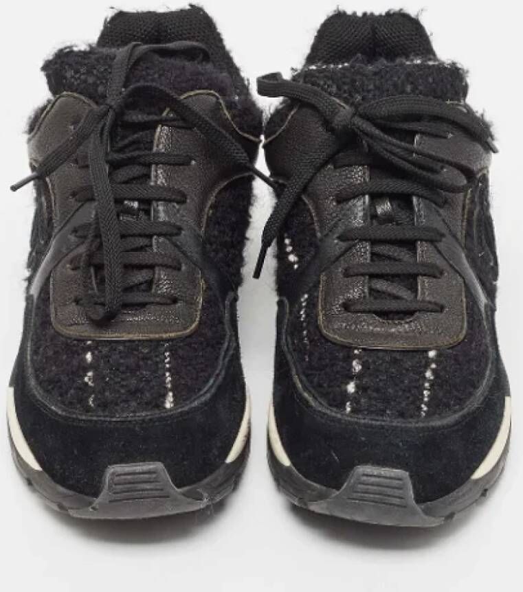 Chanel Vintage Pre-owned Leather sneakers Black Dames