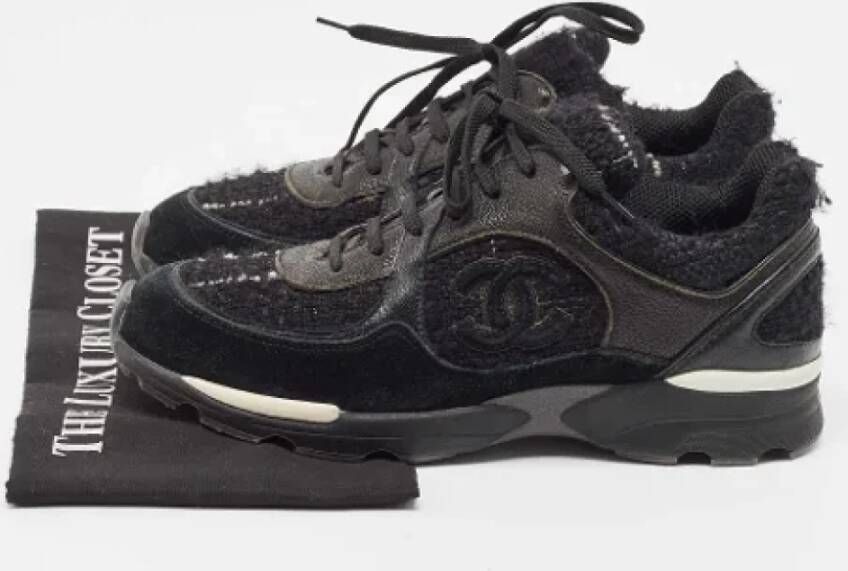 Chanel Vintage Pre-owned Leather sneakers Black Dames