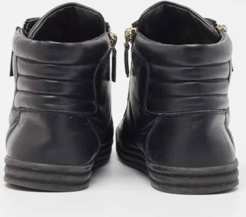 Chanel Vintage Pre-owned Leather sneakers Black Dames