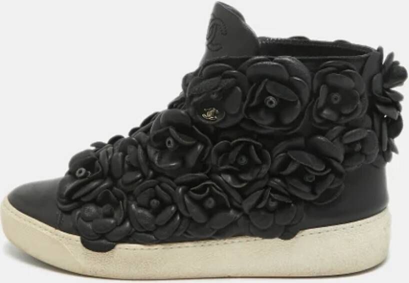 Chanel Vintage Pre-owned Leather sneakers Black Dames
