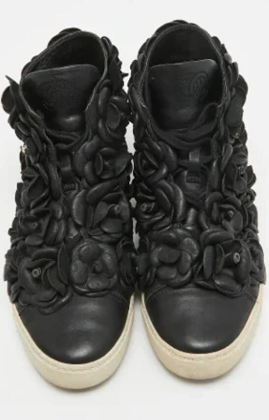 Chanel Vintage Pre-owned Leather sneakers Black Dames
