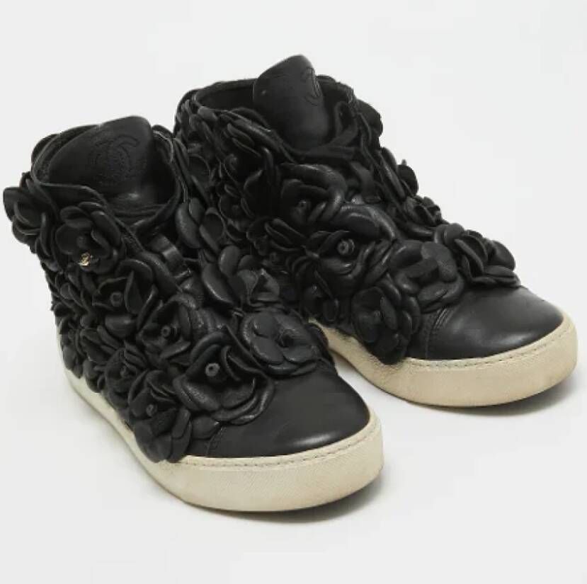 Chanel Vintage Pre-owned Leather sneakers Black Dames