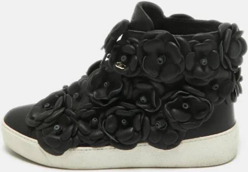 Chanel Vintage Pre-owned Leather sneakers Black Dames
