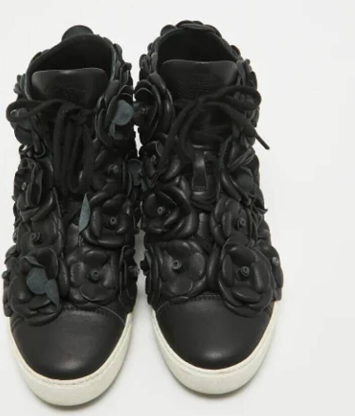 Chanel Vintage Pre-owned Leather sneakers Black Dames