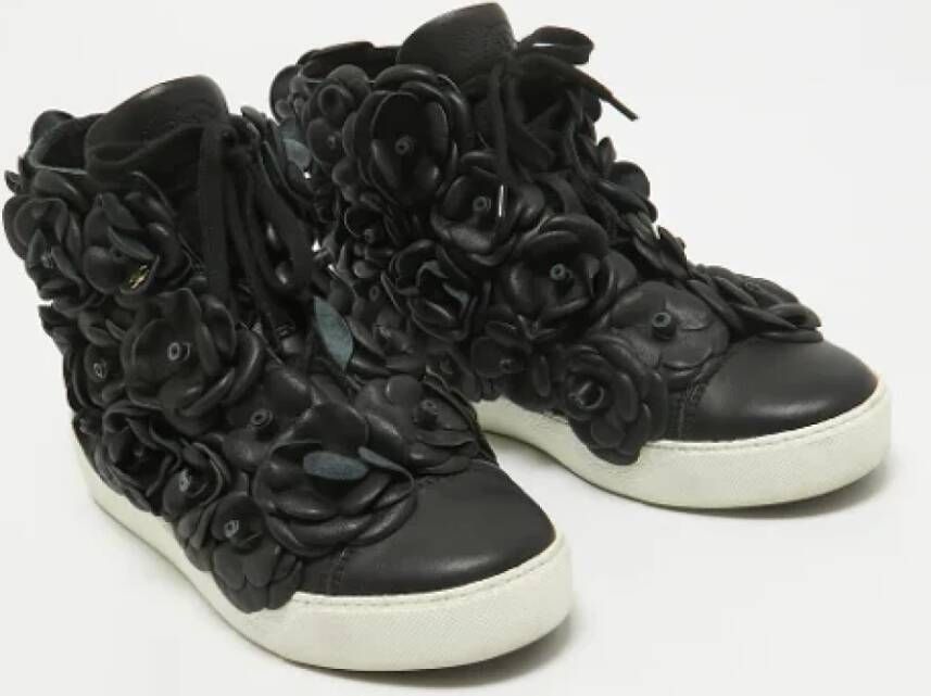 Chanel Vintage Pre-owned Leather sneakers Black Dames