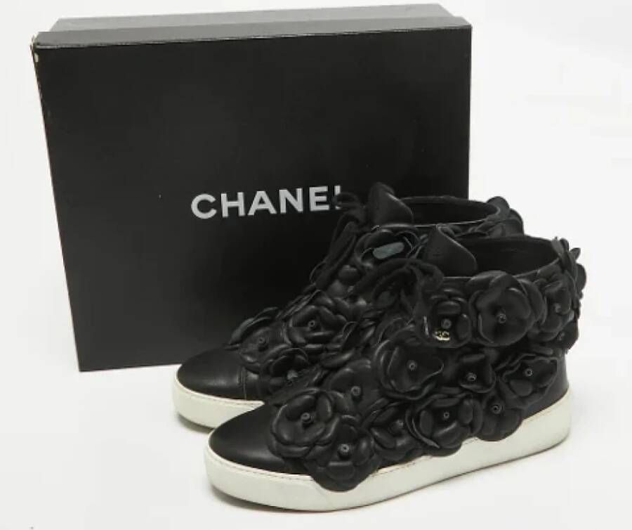 Chanel Vintage Pre-owned Leather sneakers Black Dames