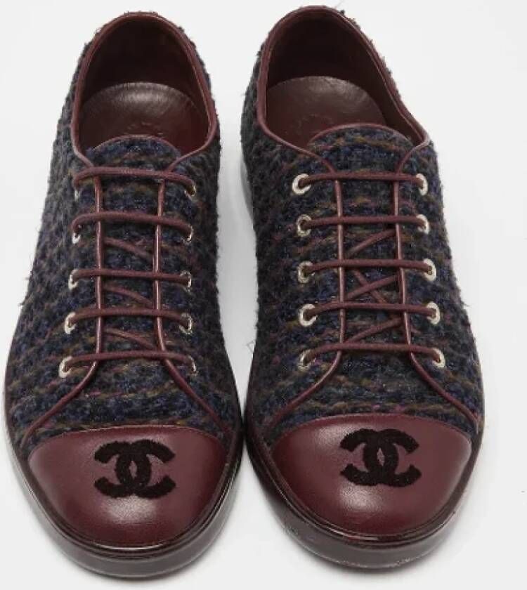 Chanel Vintage Pre-owned Leather sneakers Blue Dames