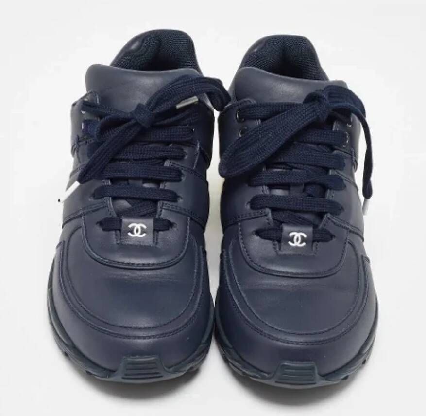Chanel Vintage Pre-owned Leather sneakers Blue Dames