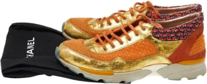 Chanel Vintage Pre-owned Leather sneakers Orange Dames