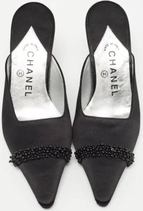 Chanel Vintage Pre-owned Satin mules Black Dames