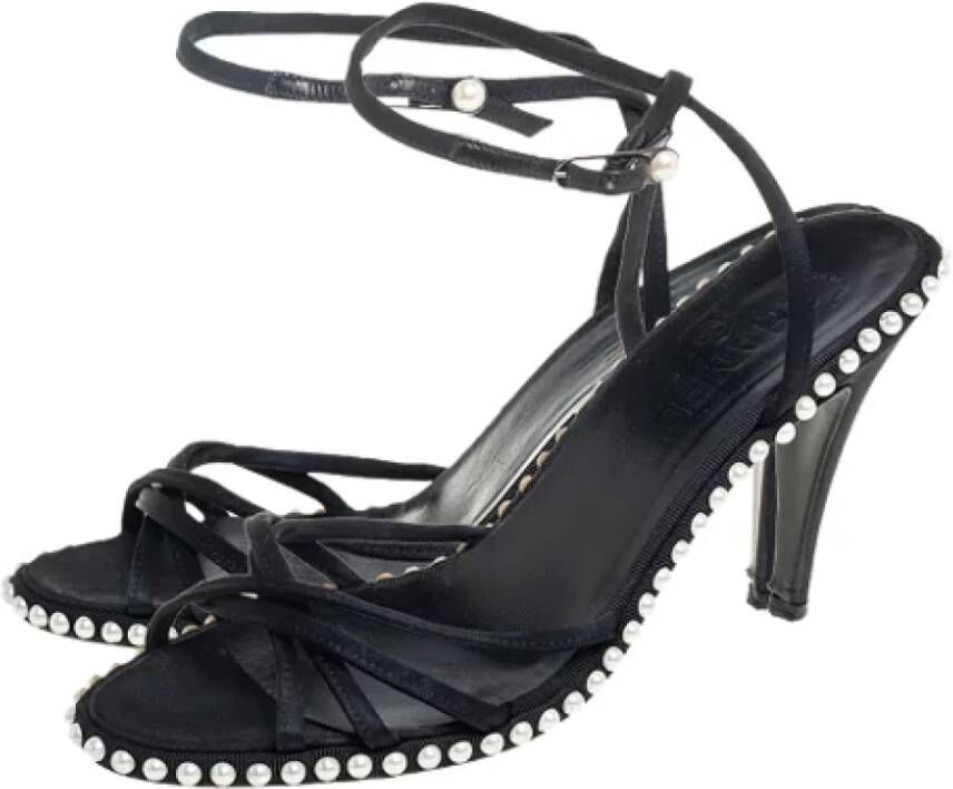 Chanel Vintage Pre-owned Satin sandals Black Dames