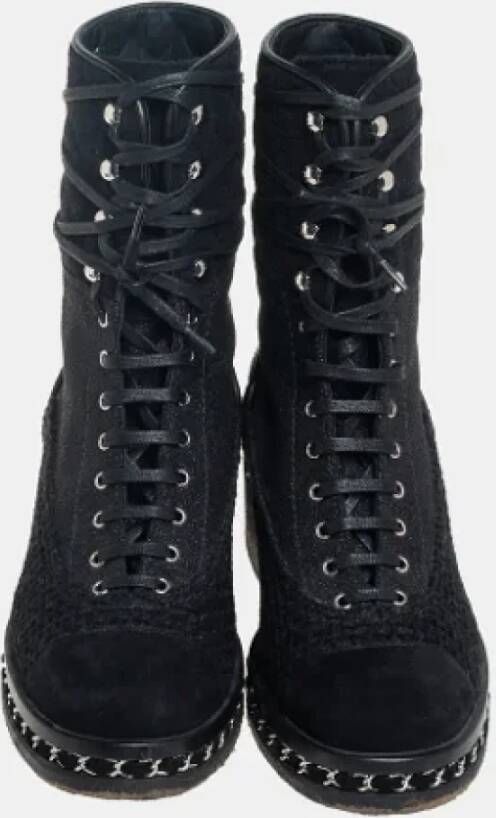 Chanel Vintage Pre-owned Suede boots Black Dames
