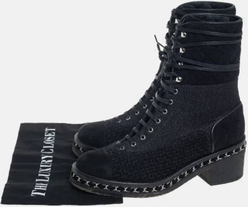 Chanel Vintage Pre-owned Suede boots Black Dames