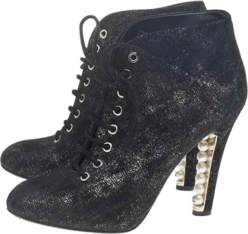 Chanel Vintage Pre-owned Suede boots Black Dames