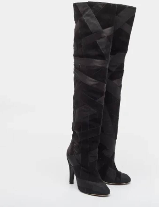 Chanel Vintage Pre-owned Suede boots Black Dames