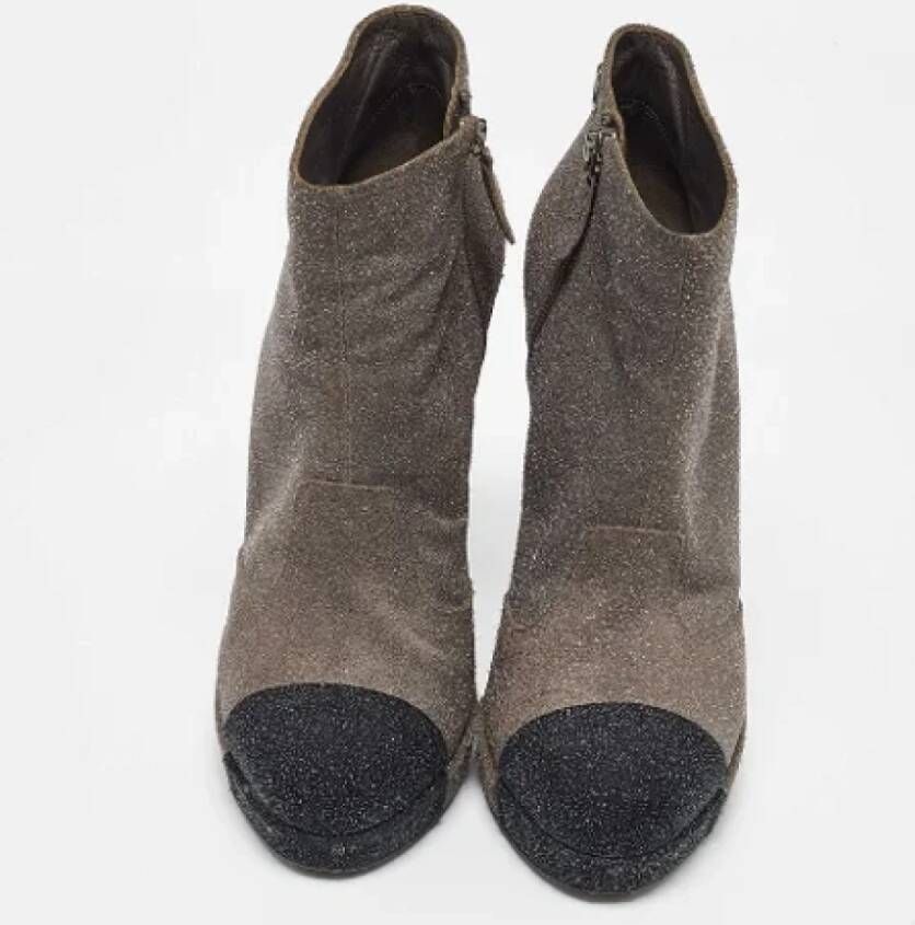 Chanel Vintage Pre-owned Suede boots Gray Dames