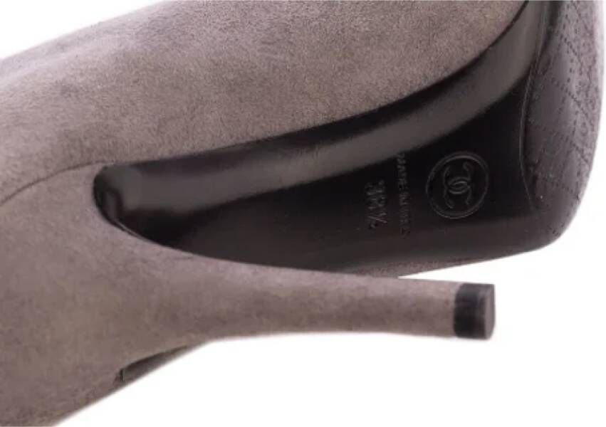 Chanel Vintage Pre-owned Suede boots Gray Dames