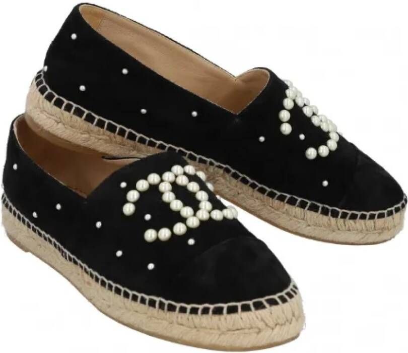 Chanel Vintage Pre-owned Suede espadrilles Black Dames