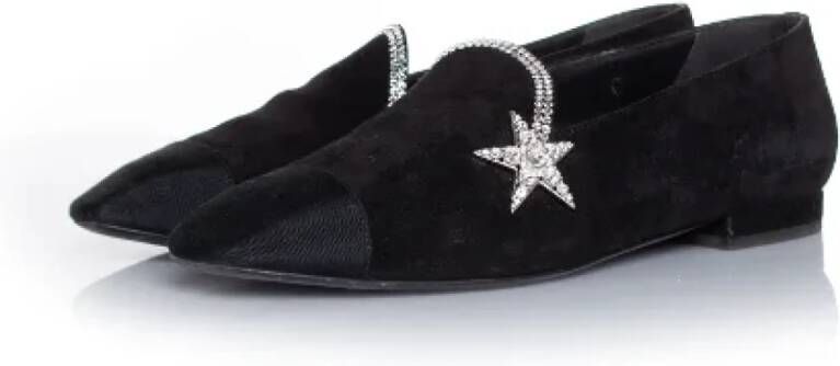 Chanel Vintage Pre-owned Suede flats Black Dames
