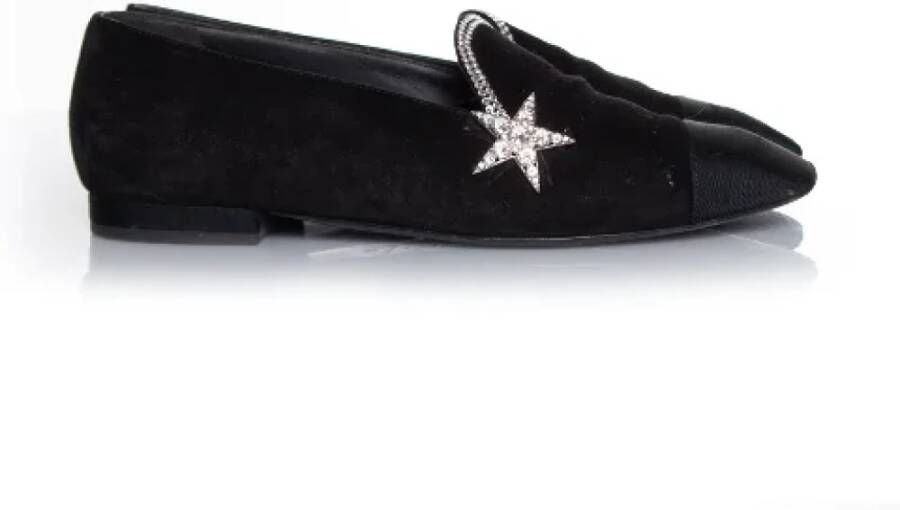 Chanel Vintage Pre-owned Suede flats Black Dames