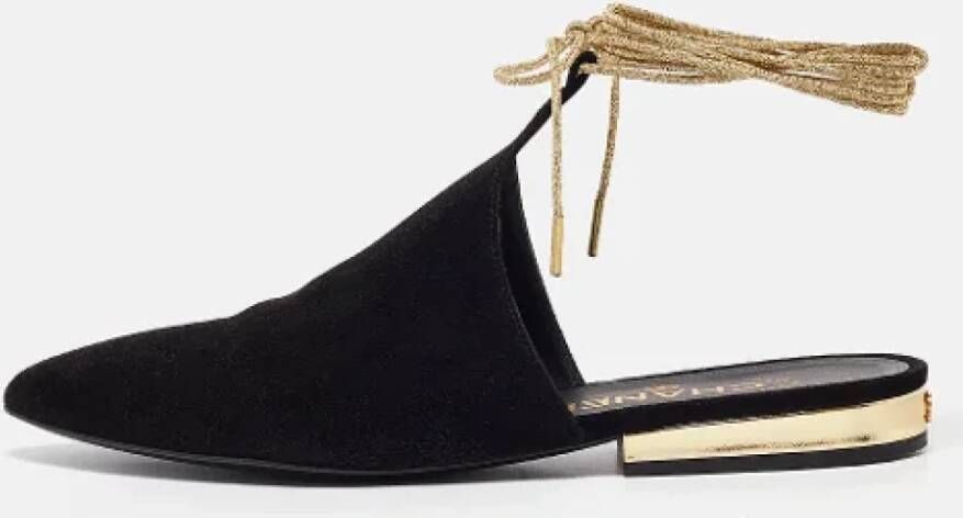 Chanel Vintage Pre-owned Suede flats Black Dames