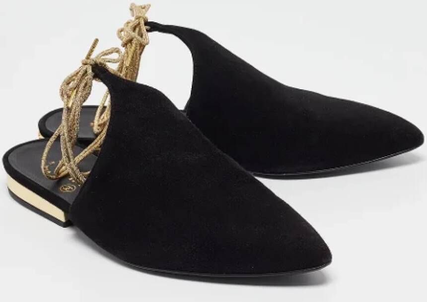Chanel Vintage Pre-owned Suede flats Black Dames