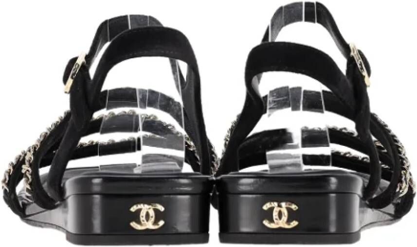 Chanel Vintage Pre-owned Suede flats Black Dames